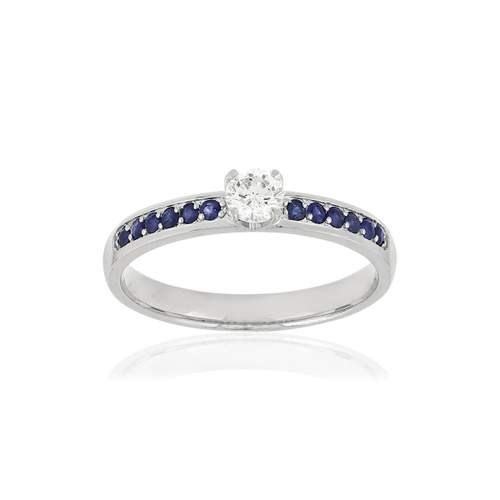 White Gold Ring with Diamonds and Sapphires