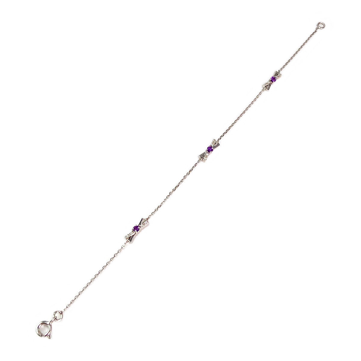 Bracelet or blanc 750 pierres - vue 2
