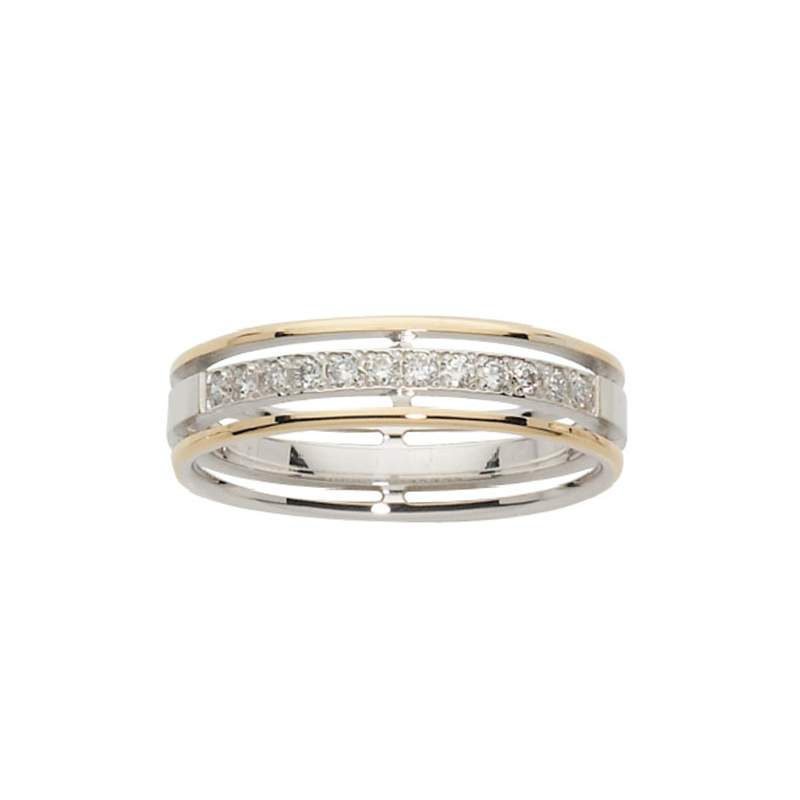 Alliance deux ors 750 diamants 0.2 ct. - vue 1