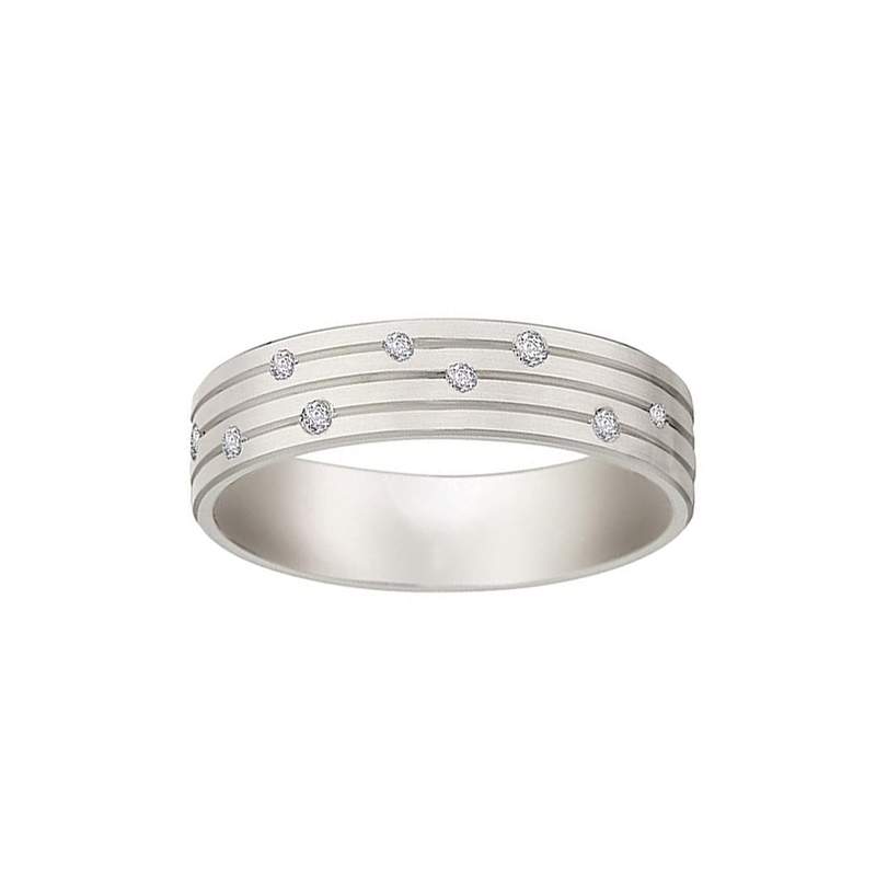 Alliance or 375 blanc et diamants 0.14 ct - vue 1