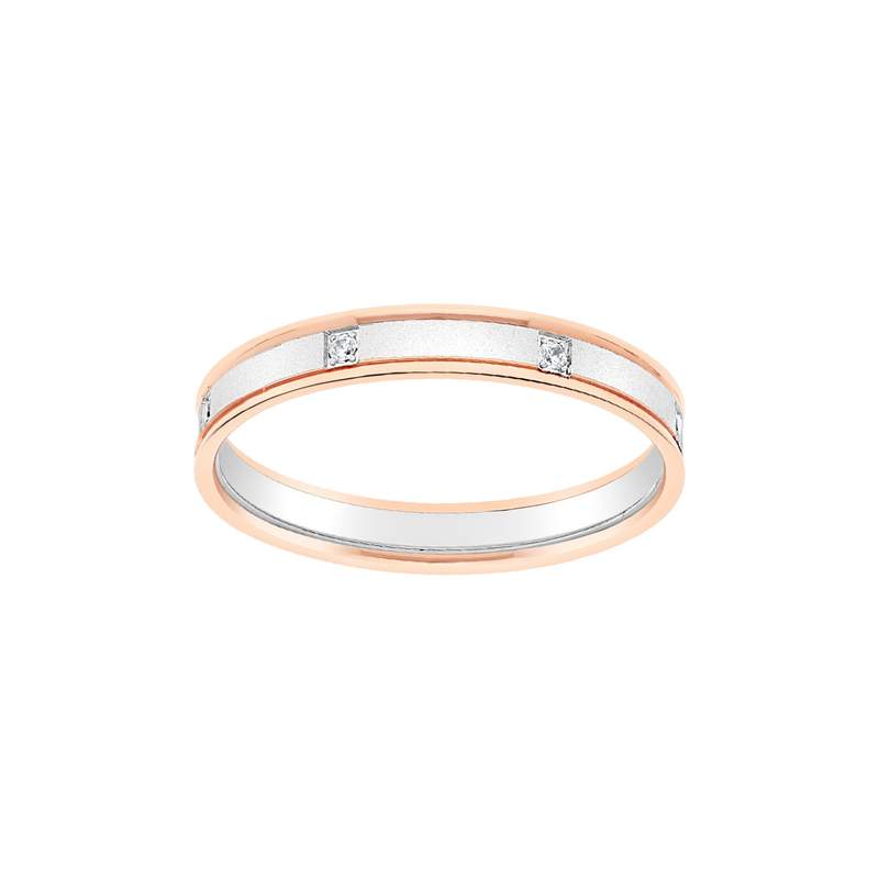 Alliance deux ors 750 diamant 0.06 ct - vue 1