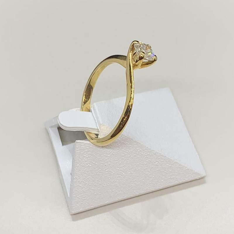 Solitaire second hand gold 750 yellow diamond - view 2
