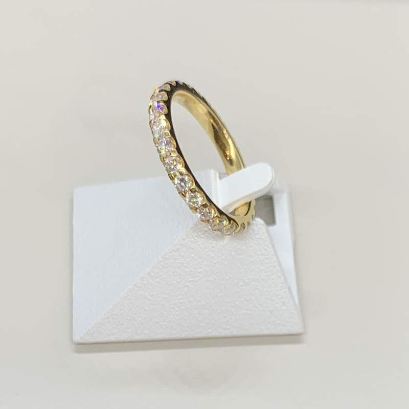 Bague d'occasion or 750 jaune tour complet diamants - vue 2