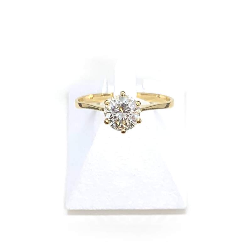 Solitaire d'occasion or 750 jaune diamant - vue 1
