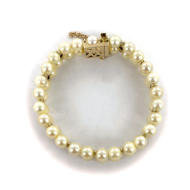 Bracelet d'occasion or 750 jaune perles de culture akoya 17 cm