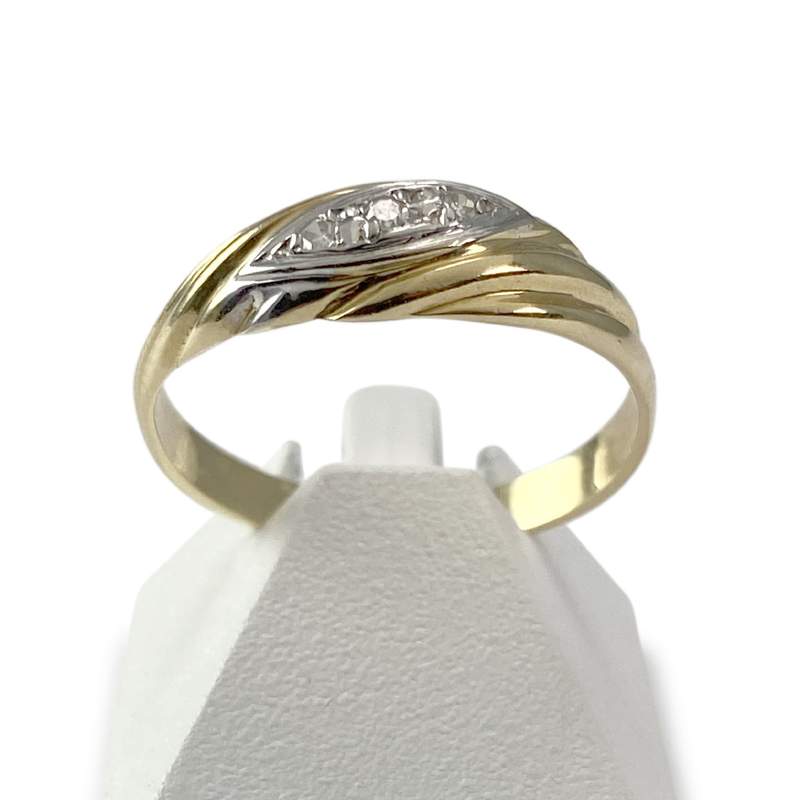 Pre-owned 14K yellow gold ring with diamonds - view 1