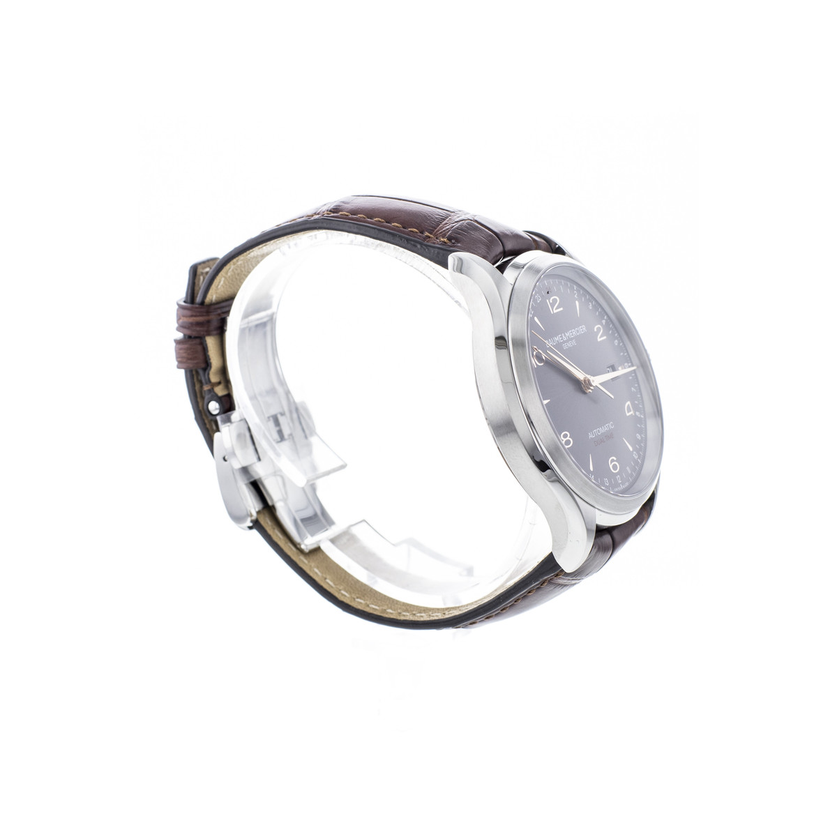 Montre d'occasion Baume & Mercier Clifton homme acier bracelet cuir noir - vue 4