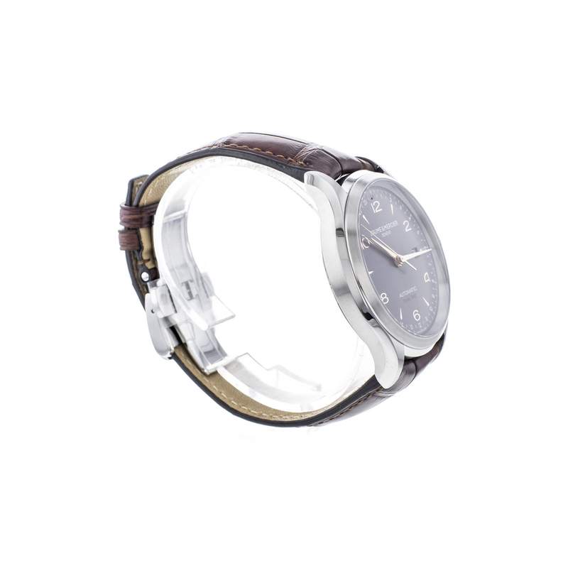Montre d'occasion Baume & Mercier Clifton homme acier bracelet cuir noir - vue 4