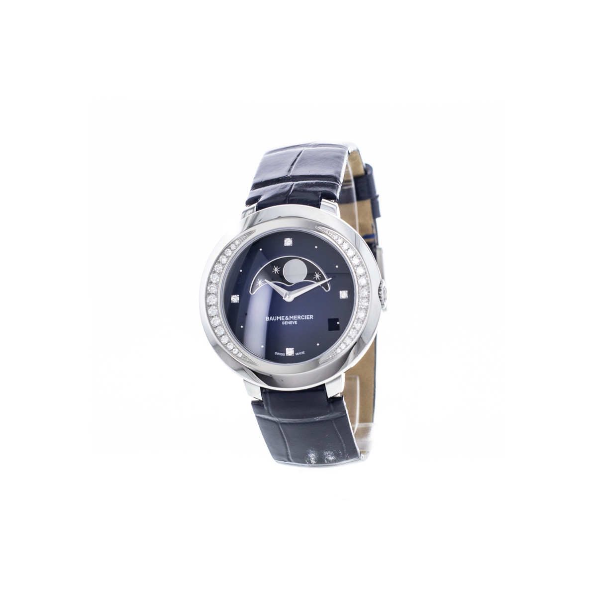 Montre d'occasion Baume & Mercier Promesse femme acier cuir noir - vue D1