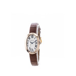 Montre d'occasion Cartier Baignoire femme or rose 750 bracelet cuir marron - vue D1
