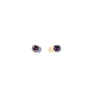 Boucles d'oreilles clous d'occasion or 375 blanc améthystes et diamants