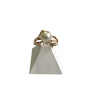 Bague d'occasion or 750 rose perle de culture blanche