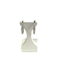 Boucles d'oreilles créoles d'occasion or 750 blanc diamants 17 mm