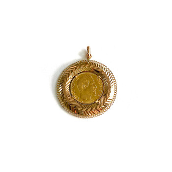 Pendentif d'occasion pièce de napoléon III or 750 jaune