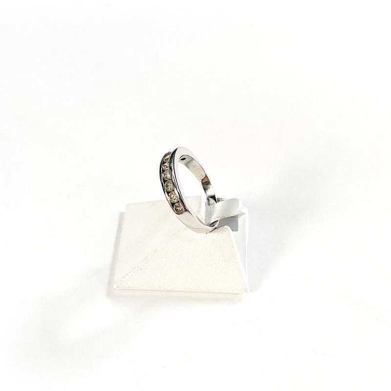 Bague demi-tour d'occasion or 750 blanc diamants - vue 2