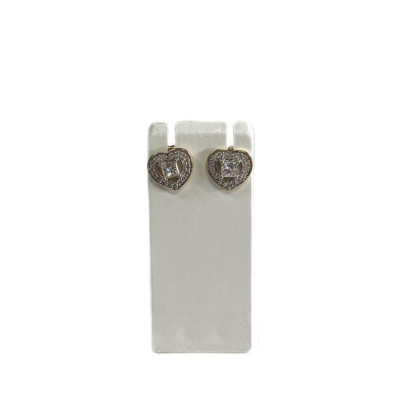 Boucles d'oreilles clous d'occasion or 750 jaune diamants - vue 1