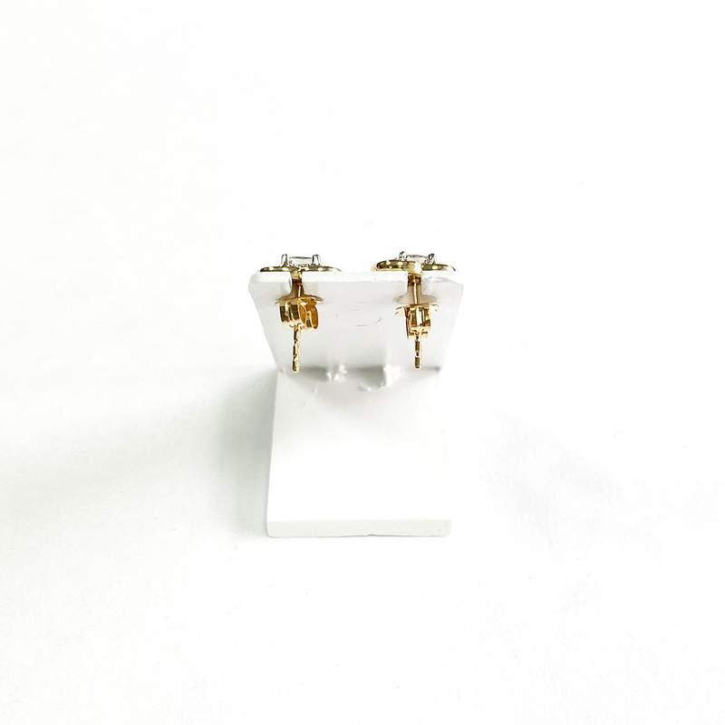 Boucles d'oreilles clous d'occasion or 750 jaune diamants - vue 3