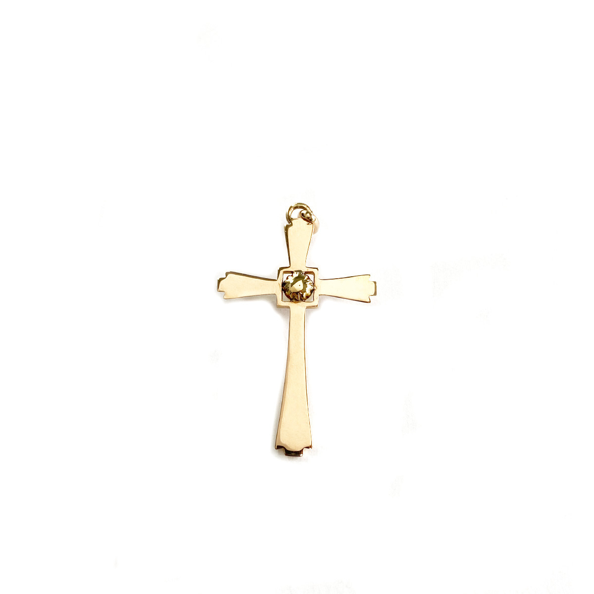 Pendentif croix d'occasion or 750 jaune perle de culture du japon - vue 2