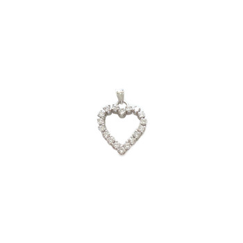 Pendentif coeur d'occasion or 750 blanc diamants