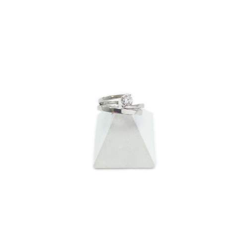 Duo de bague et solitaire d'occasion or 750 blanc diamant 0,17 carat