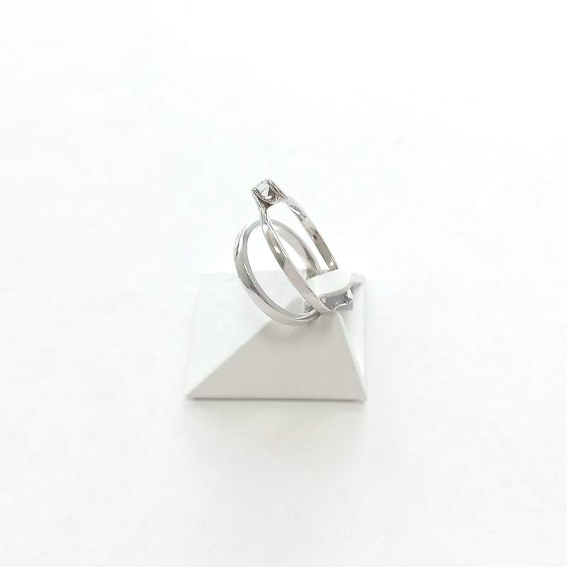 Duo of ring and solitaire of occasion gold 750 white diamond 0,17 carat - view 2
