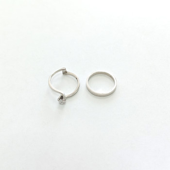 Duo van ring en solitaire van occasion goud 750 witte diamant 0,17 karaat