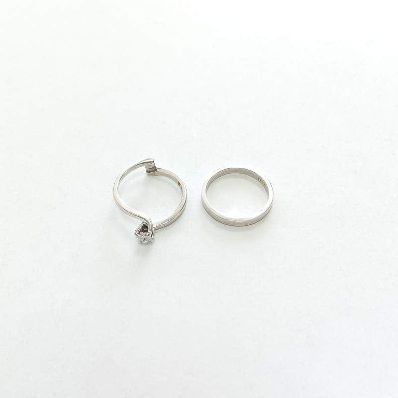 Duo of ring and solitaire of occasion gold 750 white diamond 0,17 carat - view 4