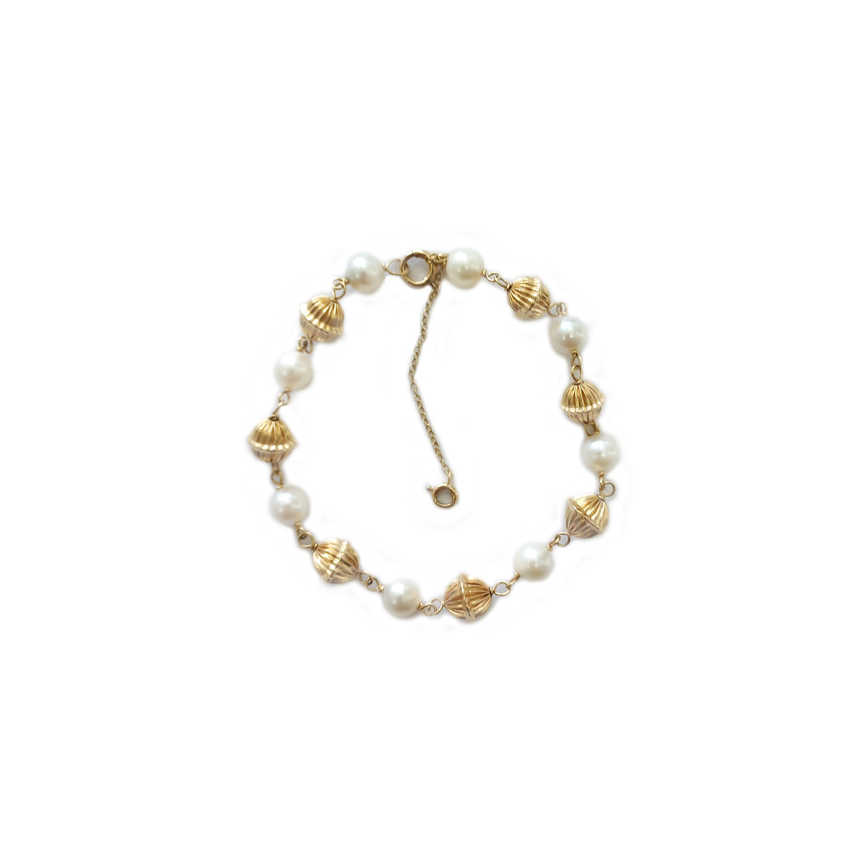 Bracelet d'occasion or 375 jaune perles de culture blanches
