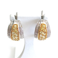 Boucles d'oreilles d'occasion or 750 jaune diamants saphirs jaunes de ceylan