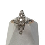 Bague marquise d'occasion or 750 jaune platine et diamants - vue 1