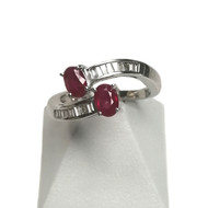 Bague d'occasion or 750 blanc rubis
