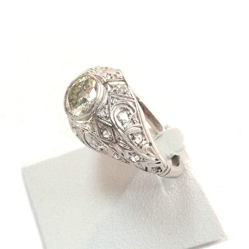 Second hand gold 750 white platinum diamonds ring - view 2