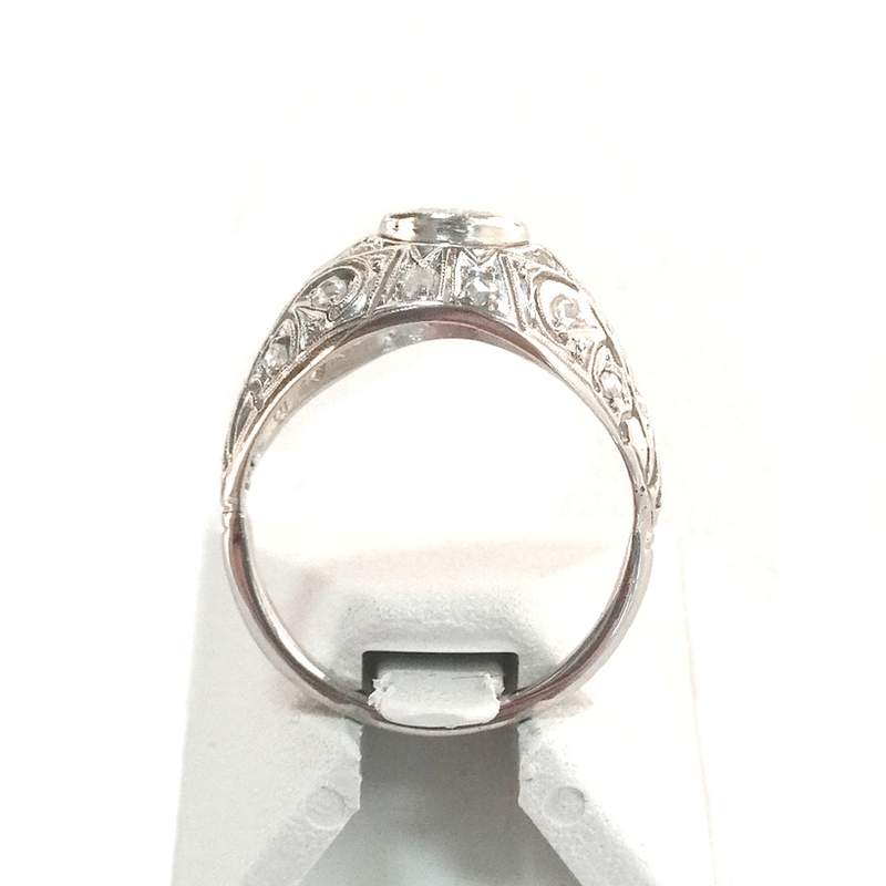 Second hand gold 750 white platinum diamonds ring - view 3