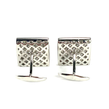 Tweedehands 585 witgouden diamanten manchetknopen