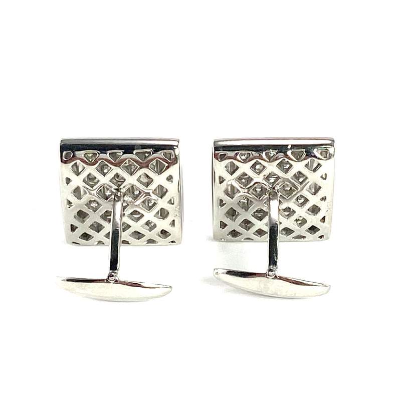 Boutons de manchettes d'occasion or 585 blanc diamant - vue 2
