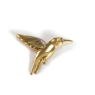Broche d'occasion oiseau or 750 jaune 2 tons