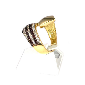 Bague d'occasion or 750 jaune zirconias blancs et bruns