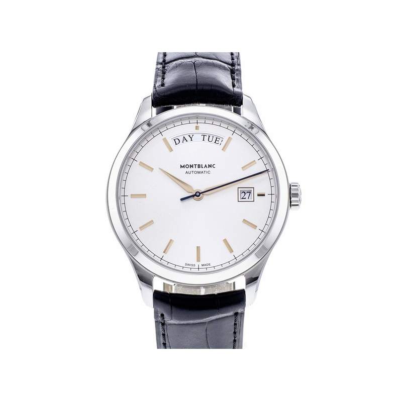 Montre d'occasion Montblanc Héritage automatique homme acier bracelet cuir noir - vue 1