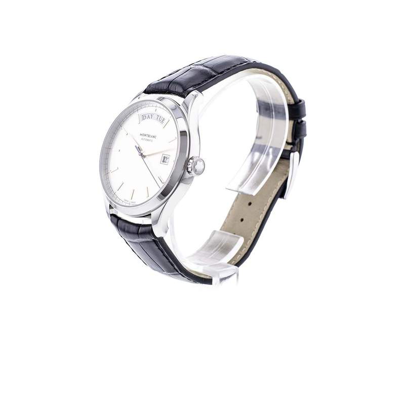 Montre d'occasion Montblanc Héritage automatique homme acier bracelet cuir noir - vue 2