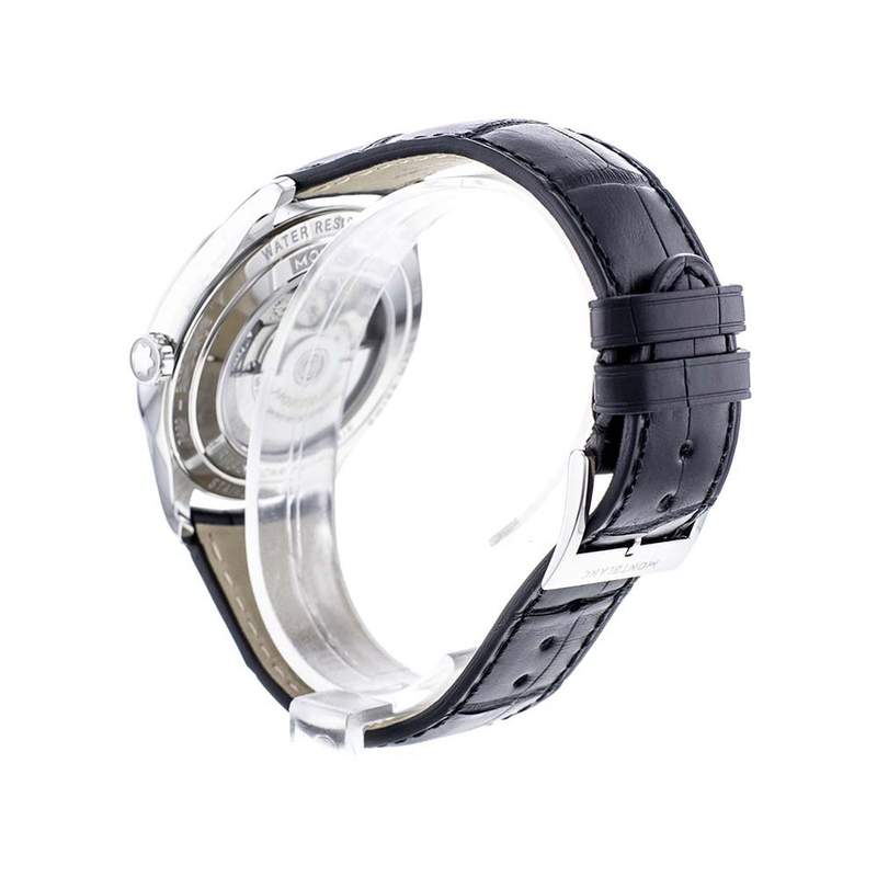 Montre d'occasion Montblanc Héritage automatique homme acier bracelet cuir noir - vue 3