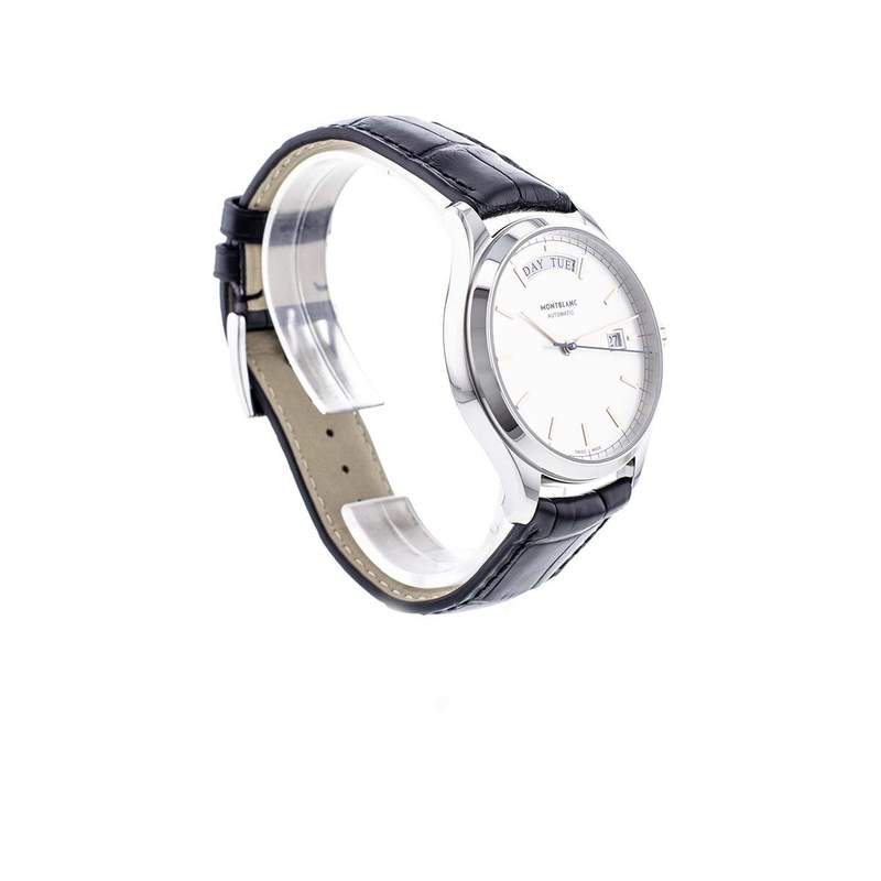 Montre d'occasion Montblanc Héritage automatique homme acier bracelet cuir noir - vue 5
