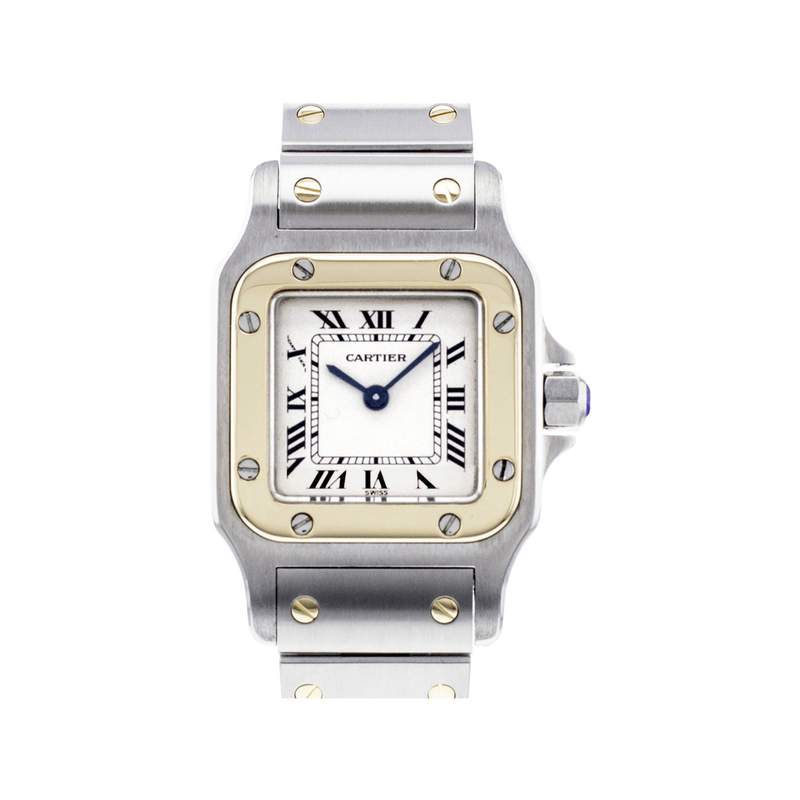 Montre d'occasion Cartier Santos mixte or jaune 750 bracelet acier or jaune 750 - vue 1