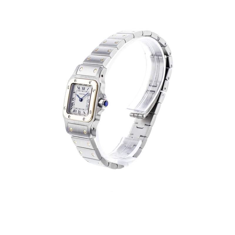 Montre d'occasion Cartier Santos mixte or jaune 750 bracelet acier or jaune 750 - vue 2