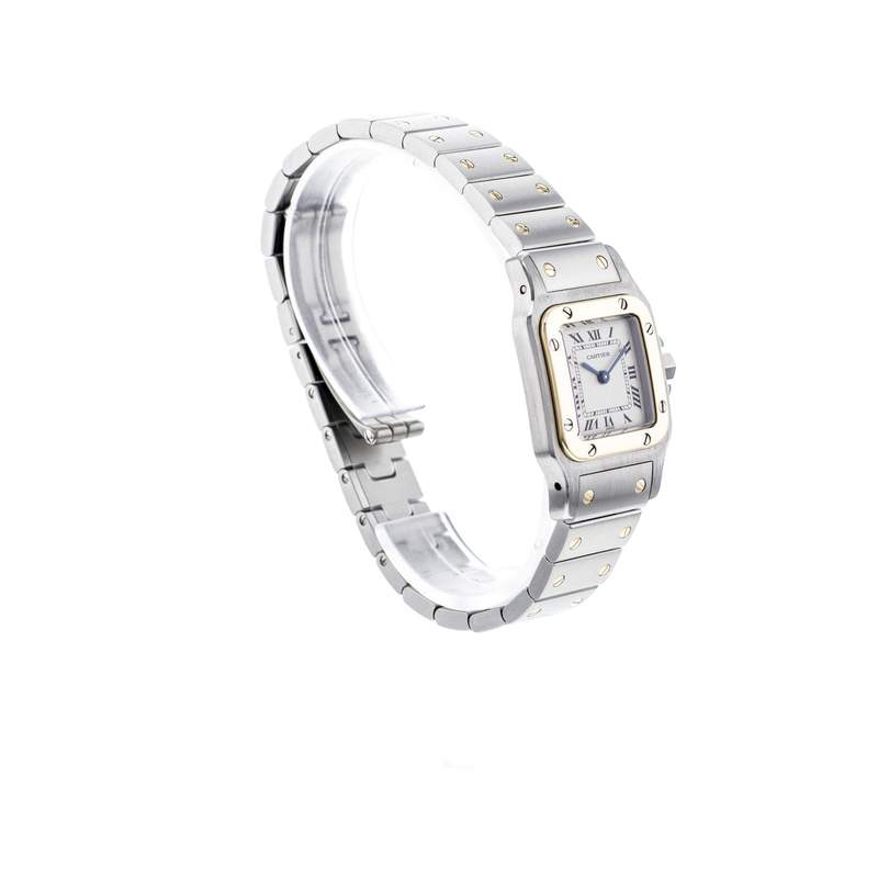 Montre d'occasion Cartier Santos mixte or jaune 750 bracelet acier or jaune 750 - vue 5