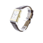 Montre d'occasion Jaeger Lecoultre Reverso mécanique homme or jaune 750 bracelet cuir marron - vue 2