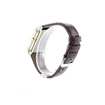 Montre d'occasion Jaeger Lecoultre Reverso mécanique homme or jaune 750 bracelet cuir marron - vue 3