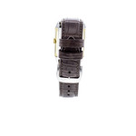 Montre d'occasion Jaeger Lecoultre Reverso mécanique homme or jaune 750 bracelet cuir marron - vue 4