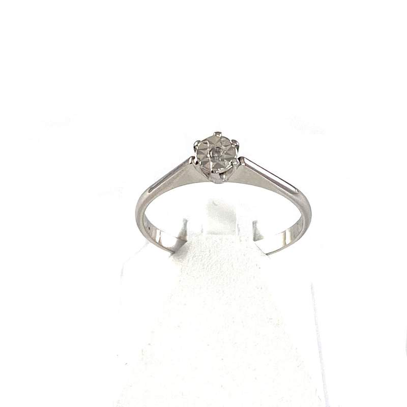 Tweedehands solitaire ring van 750 witgoud met diamant - afbeelding 1