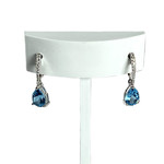 Boucles d'oreilles d'occasion or 750 blanc diamants et topazes - vue 1