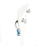 Boucles d'oreilles d'occasion or 750 blanc diamants et topazes - vue 2